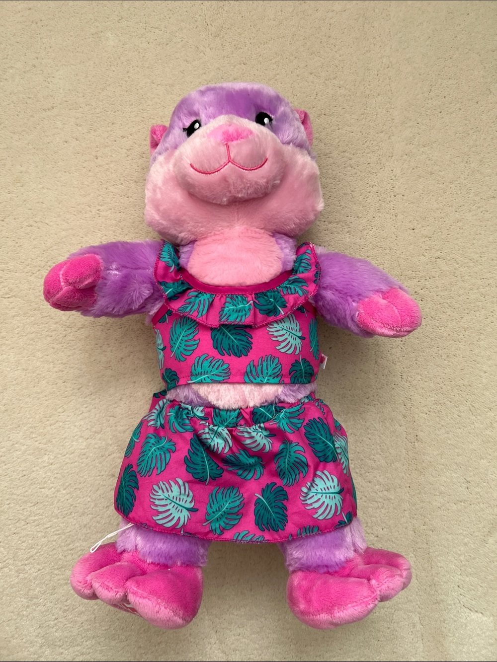Build-A-Bear Purple and Pink Plush Otter in Tropical Dress
